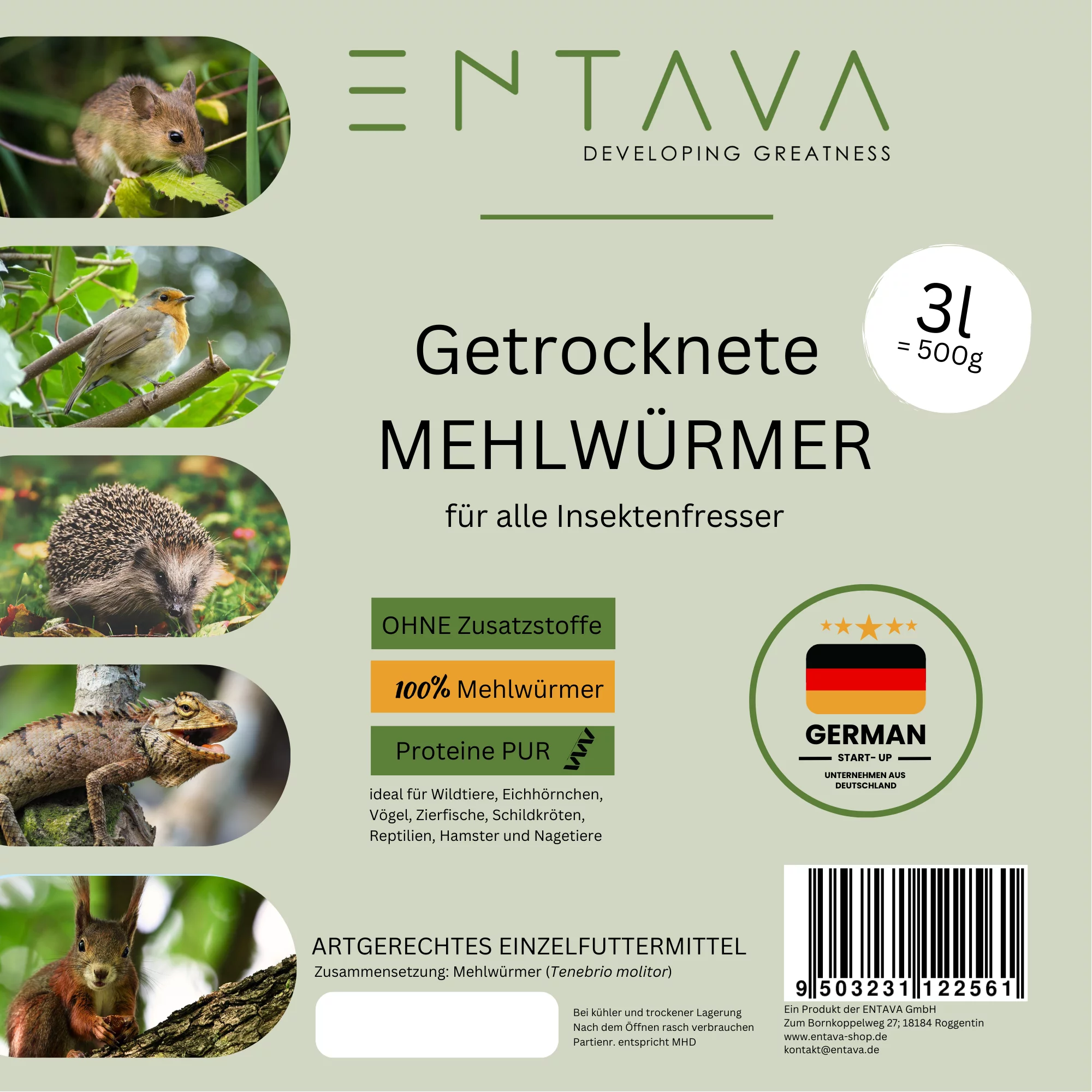ENTAVA 3l getrocknete Mehlwürmer