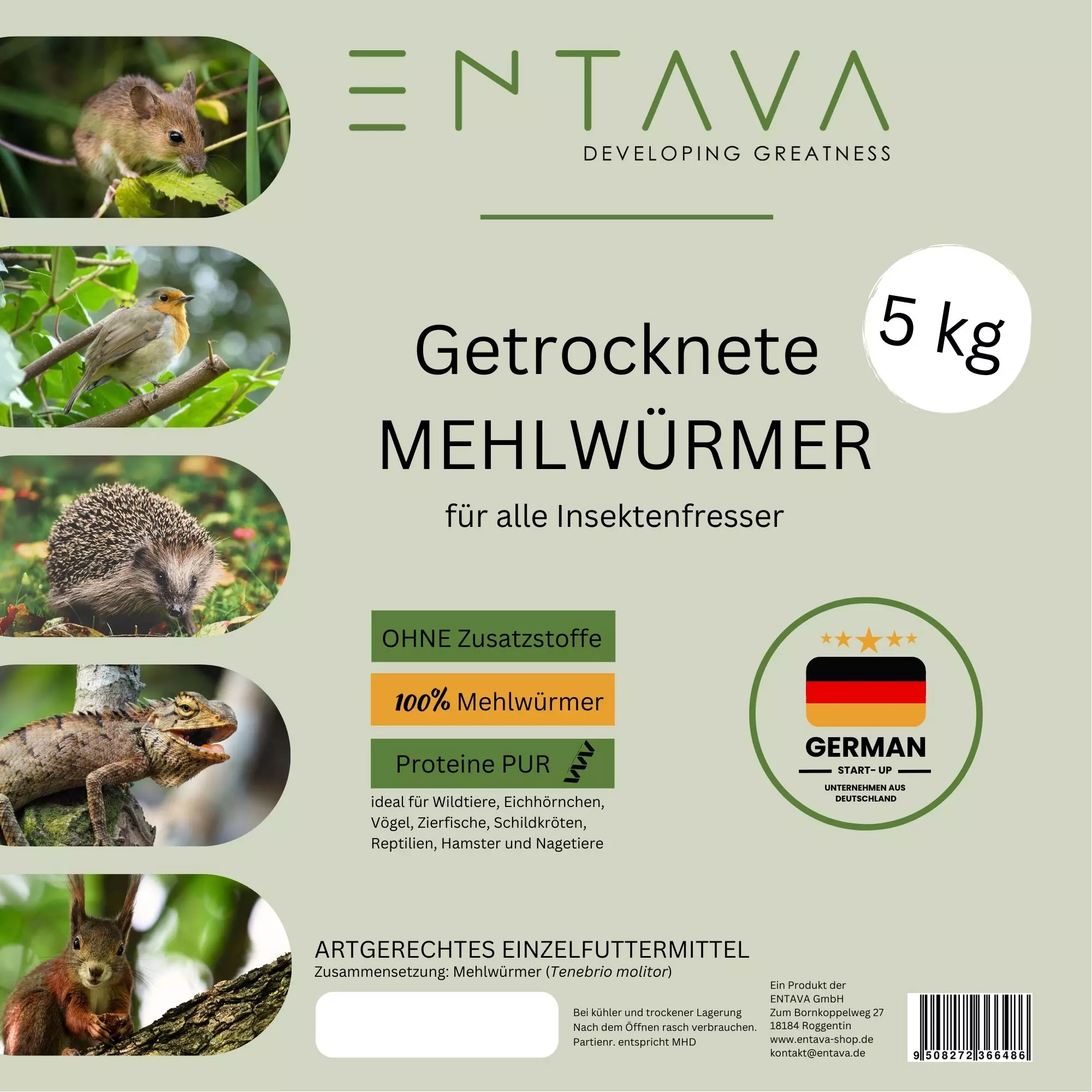 ENTAVA 5kg getrocknete Mehlwürmer