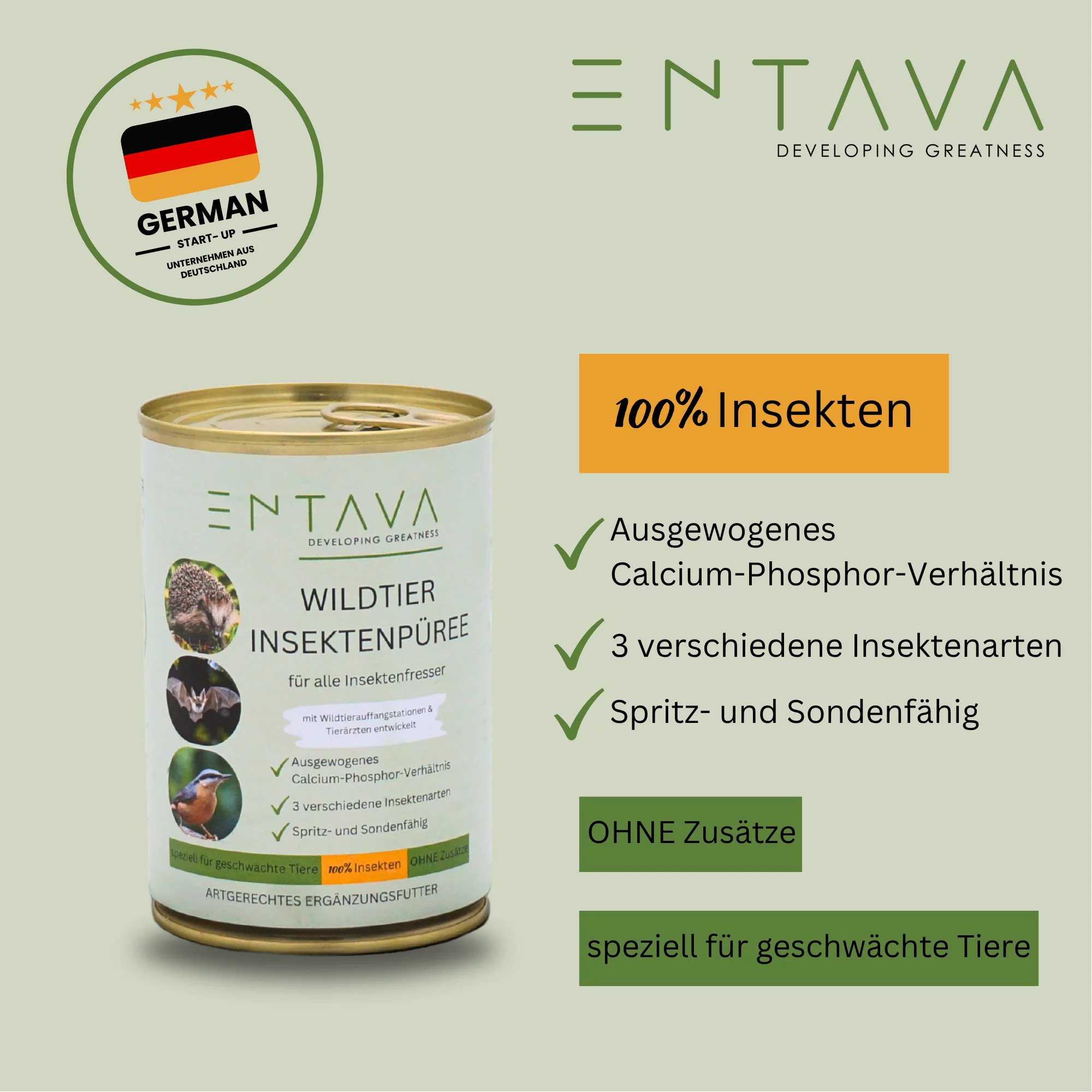 ENTAVA Wildtier Insektenpüree 400g Dose