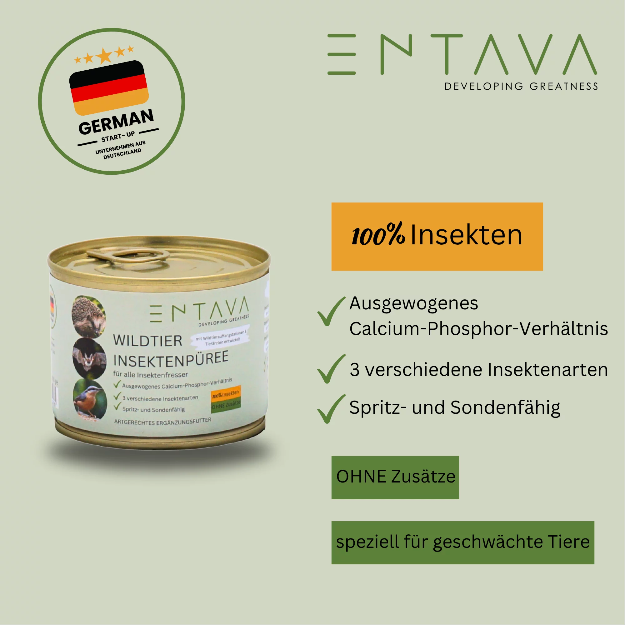ENTAVA Wildtier Insektenpüree 200g Dose