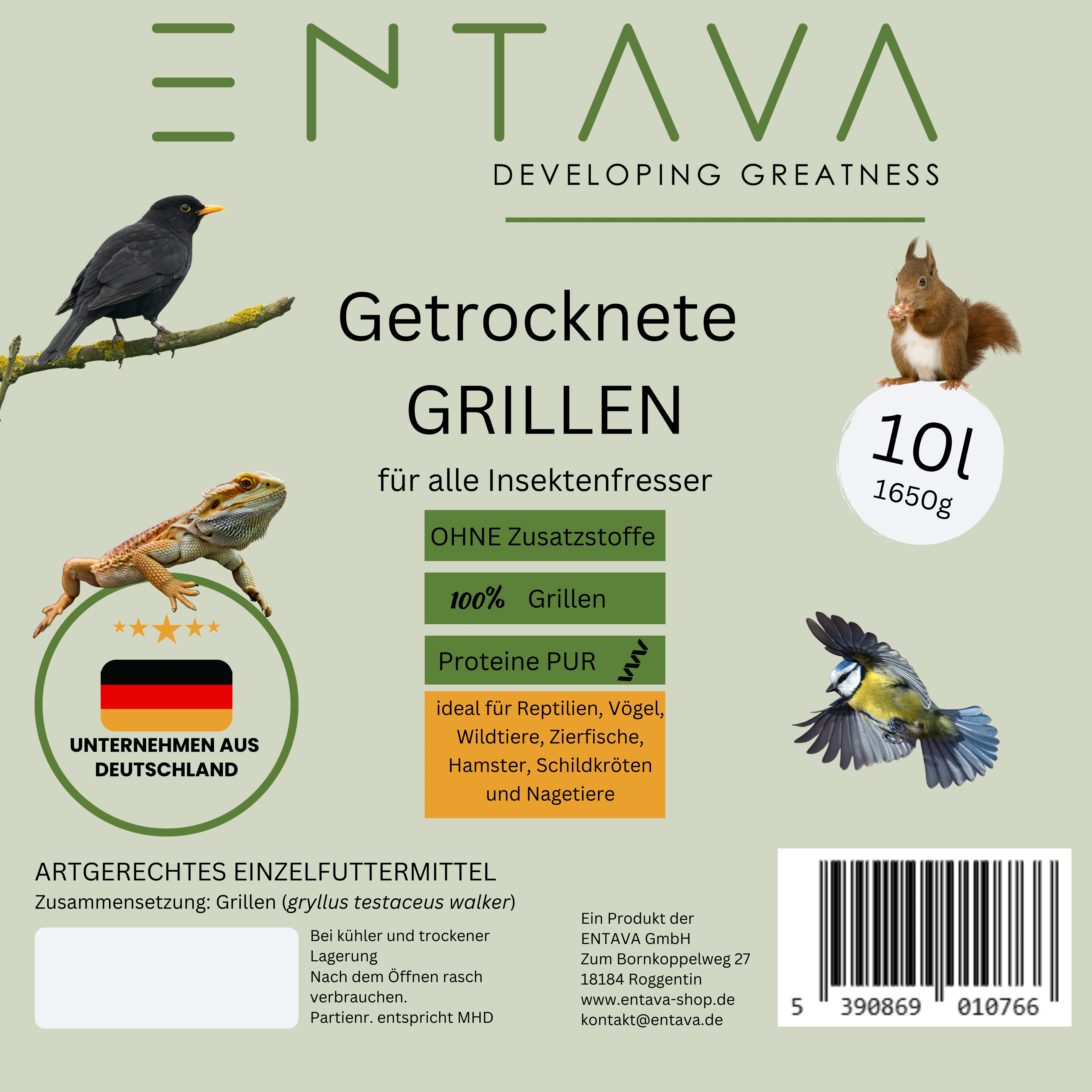 ENTAVA 10l getrocknete Grillen