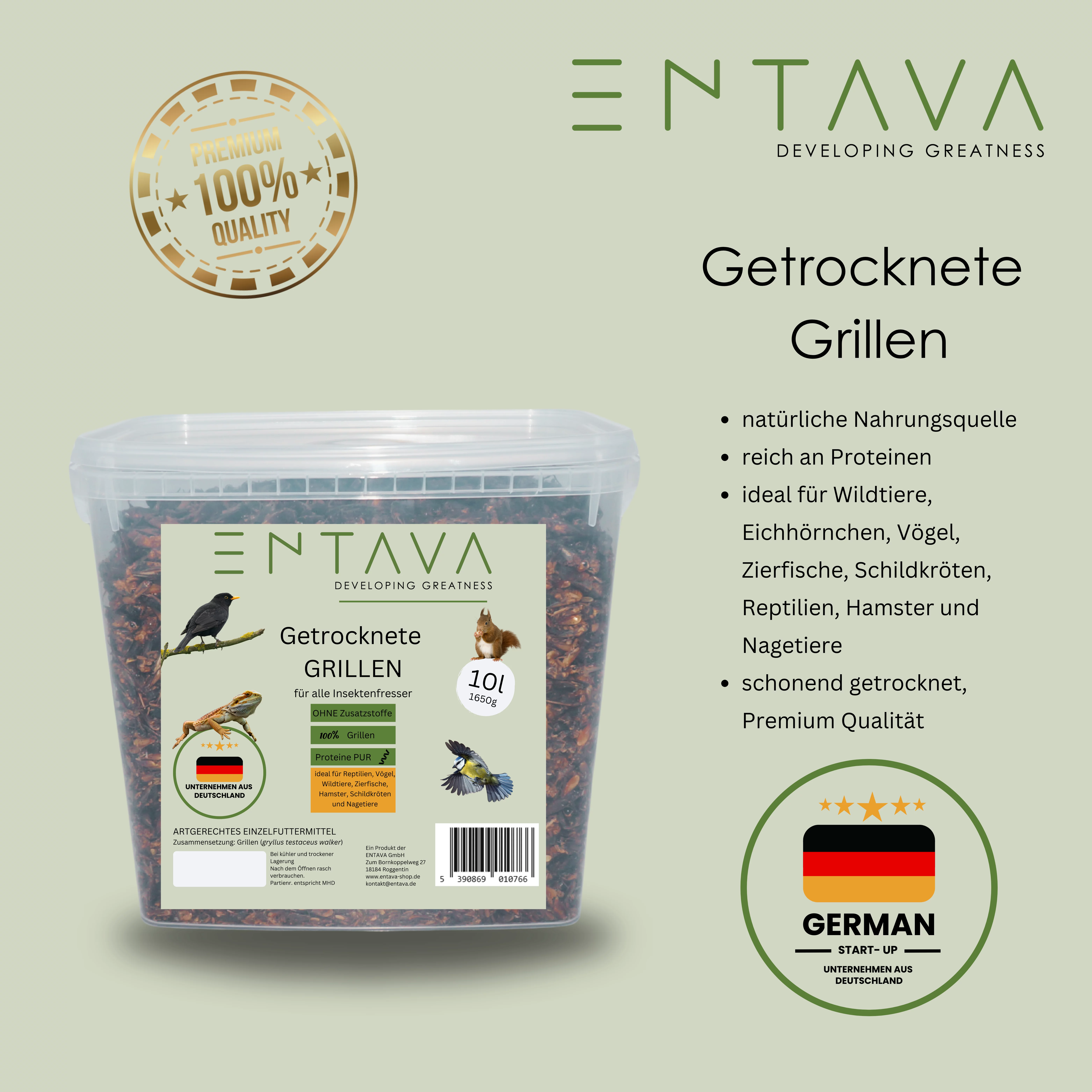 ENTAVA 10l getrocknete Grillen