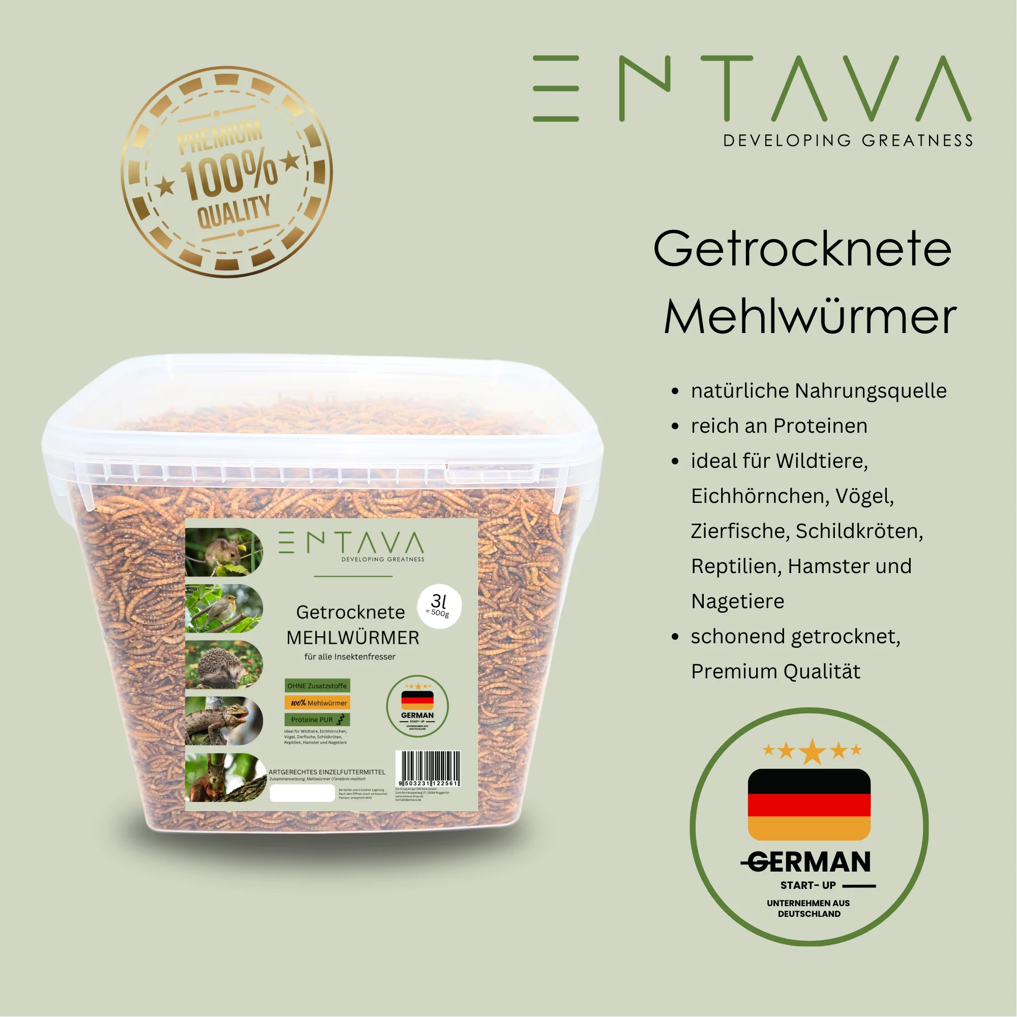 ENTAVA 3l getrocknete Mehlwürmer